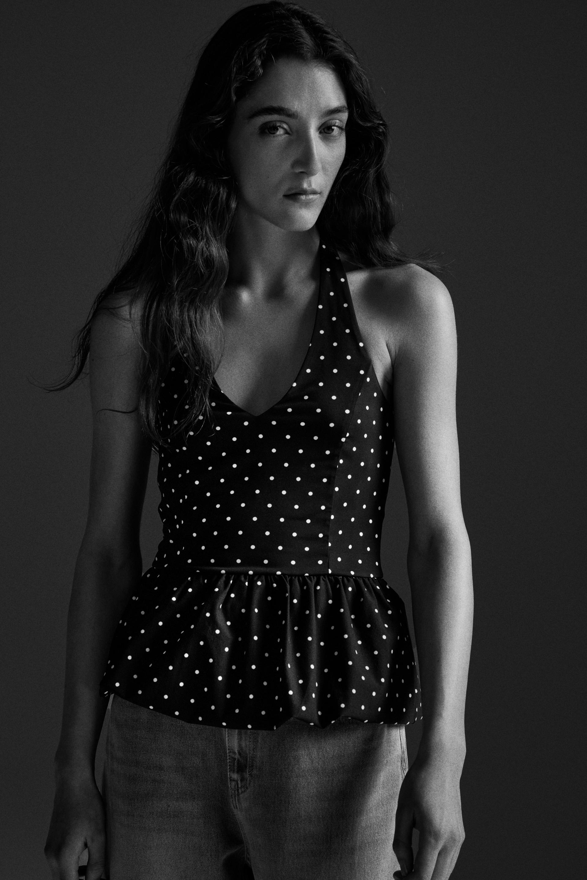 peplum halterneck top