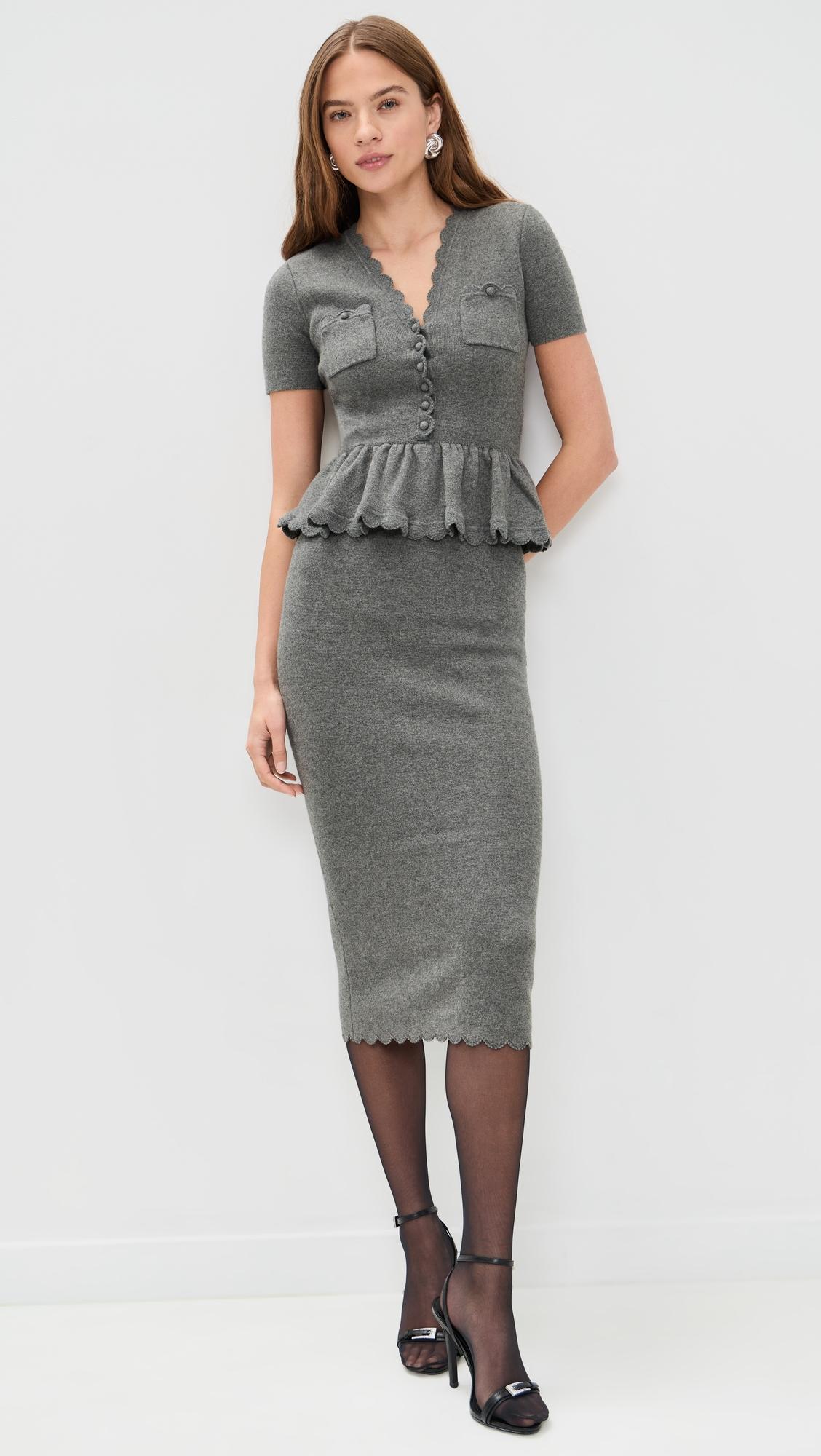 peplum knit midi dress