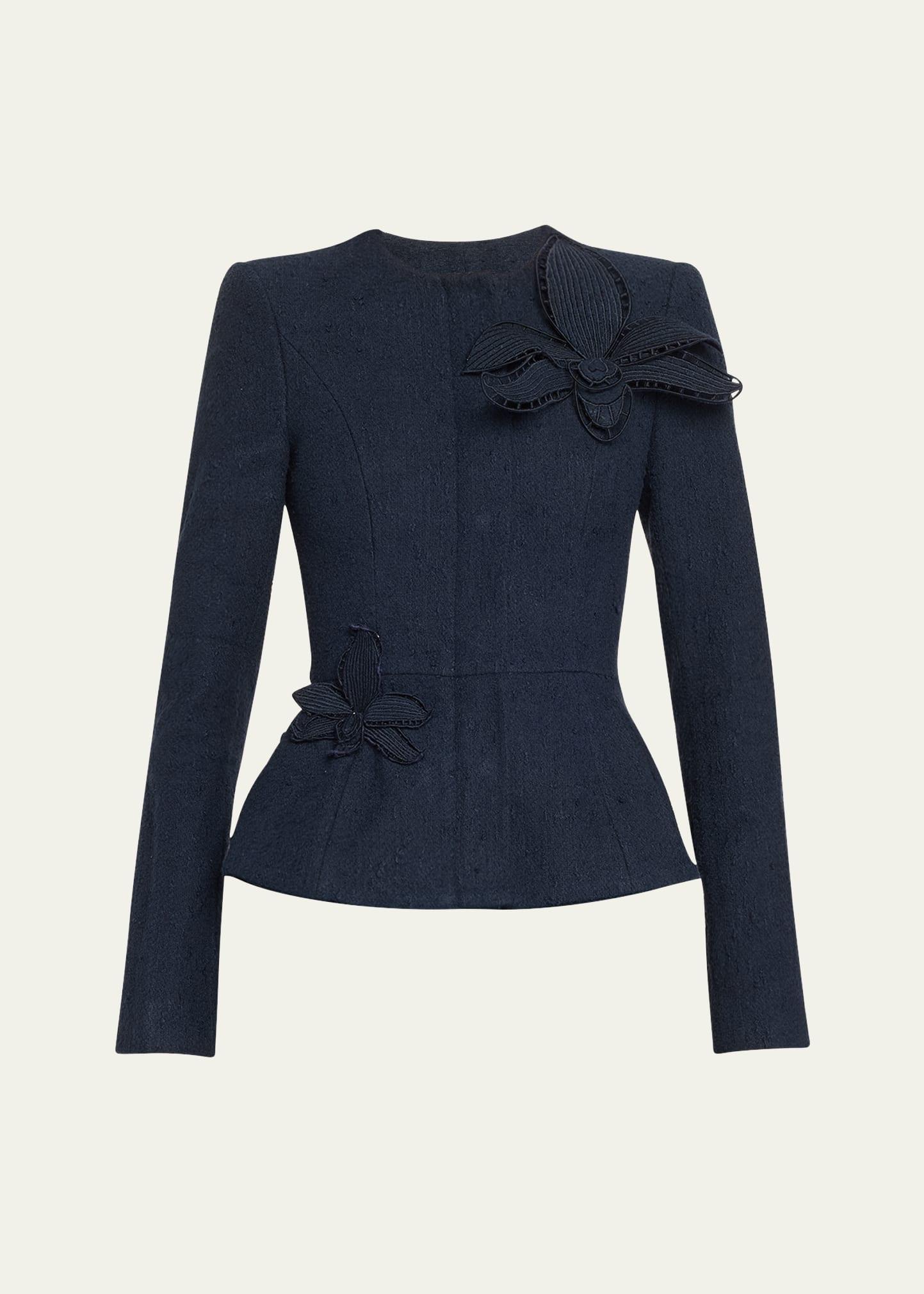 peplum orchid applique wool tweed jacket
