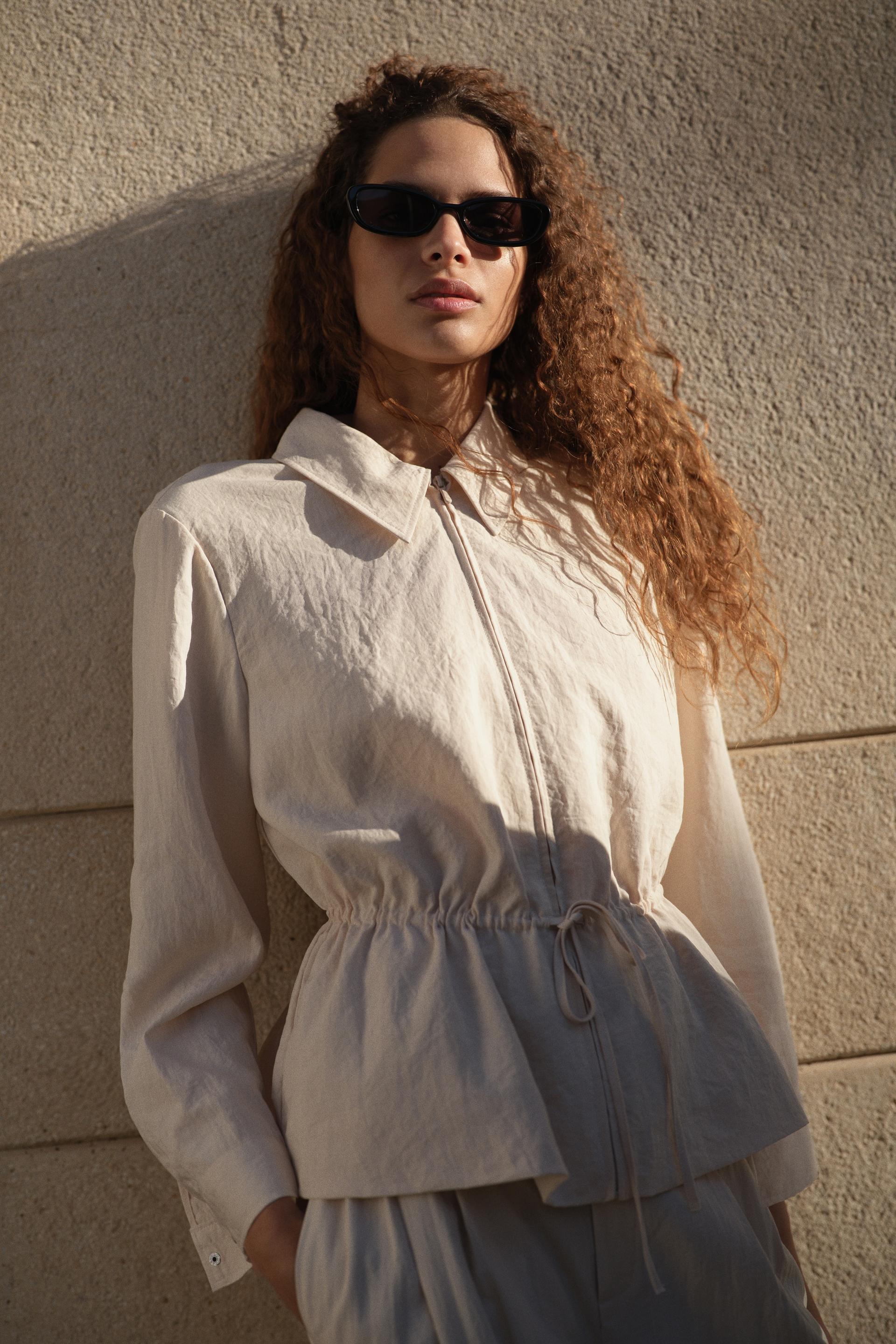 peplum shirt with zipper