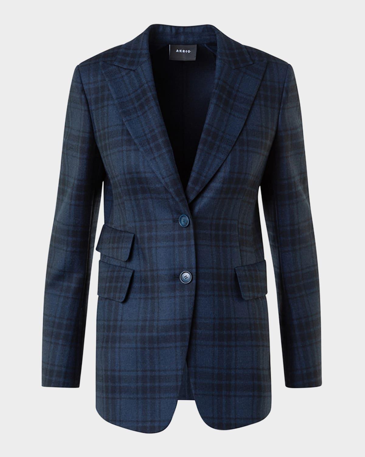 percival check wool double-face single-breasted jacket