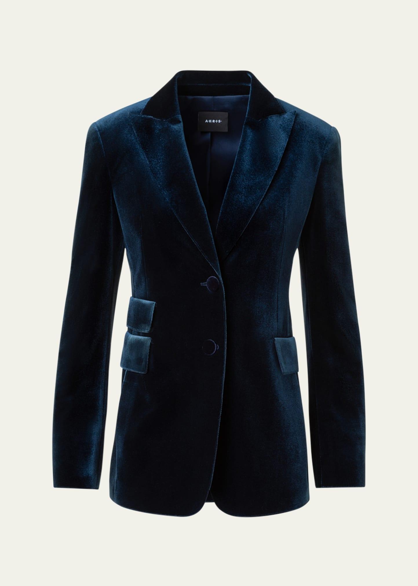 percival techno velvet stretch single-breasted jacket