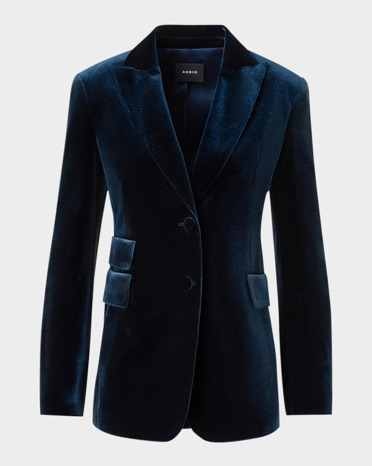 percival techno velvet stretch single-breasted jacket