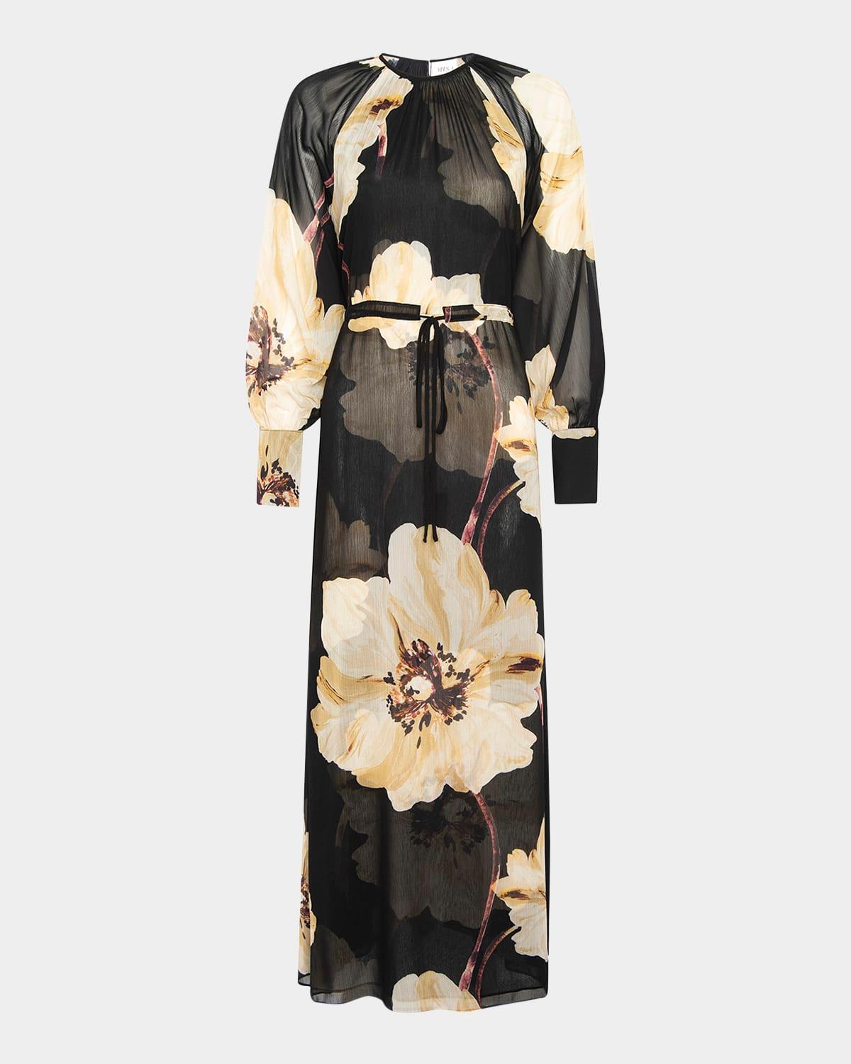perdita blouson-sleeve chiffon midi dress