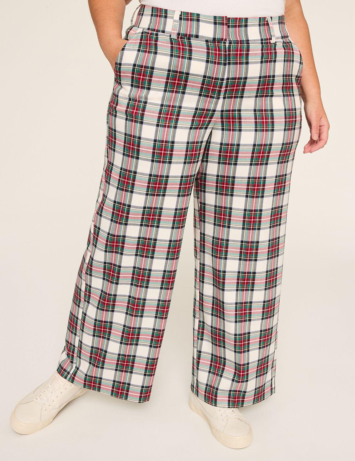 perfect drape lurex high-rise plaid wide leg pant