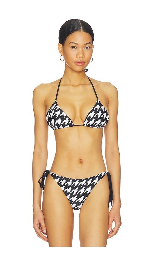 perfect moment bikini top in black,white.