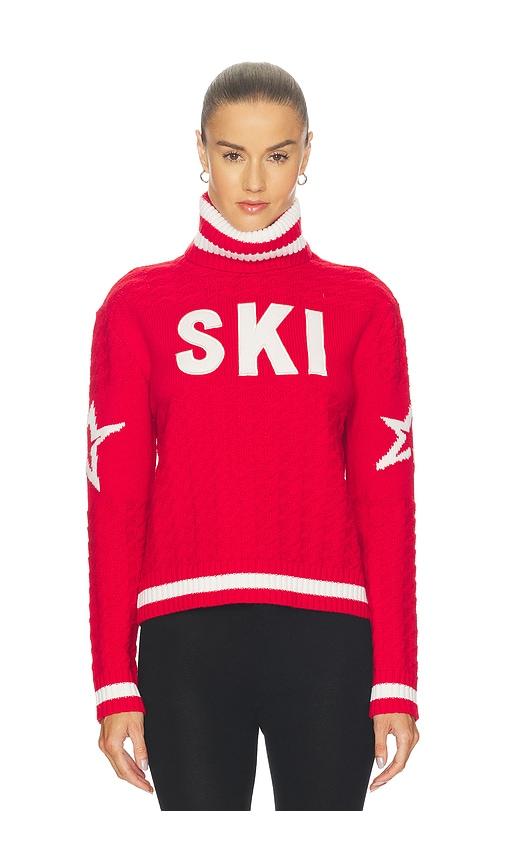 perfect moment glacier turtle neck sweater in red.