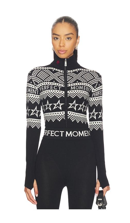 perfect moment holiday body sweater in black,white.