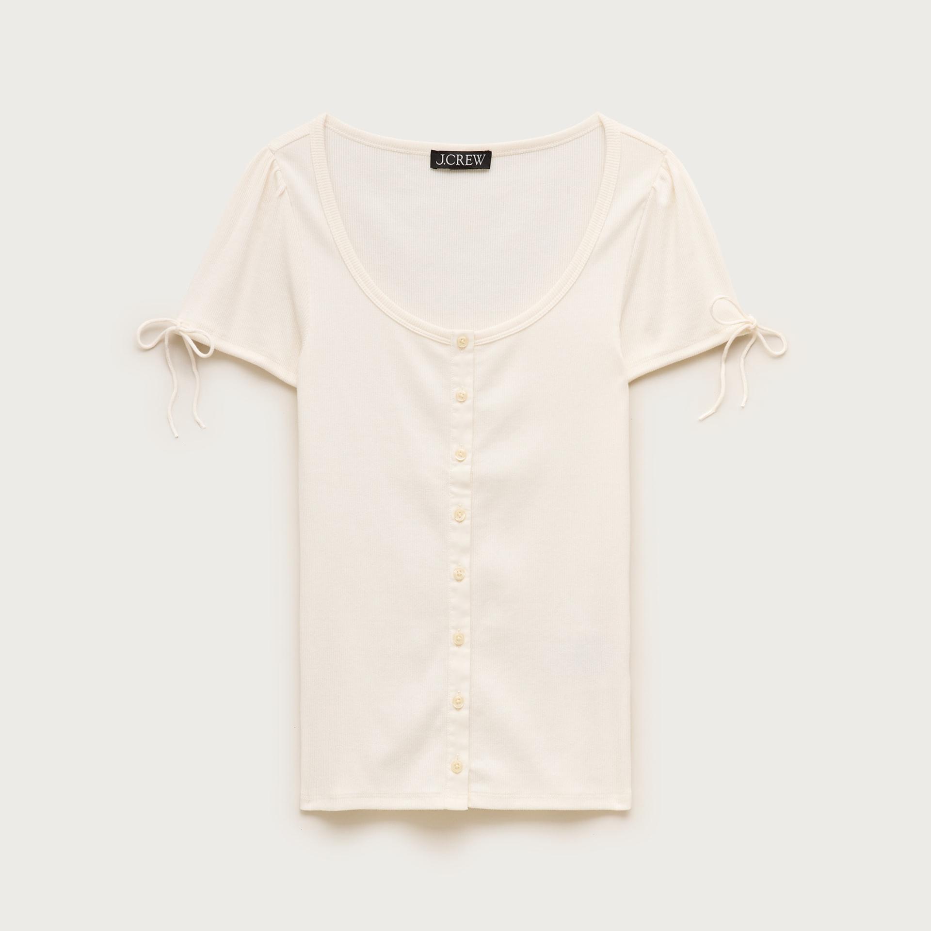 perfect rib button-up shirt with satin trim