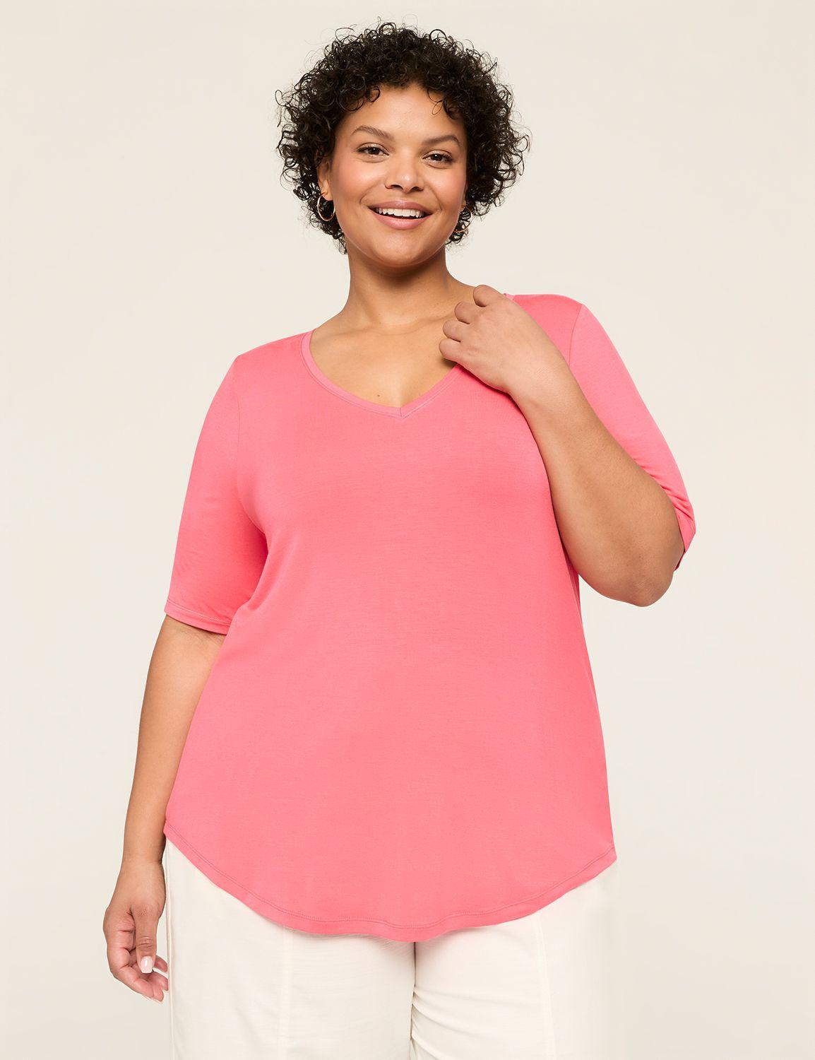 perfect sleeve v-neck curved-hem tee