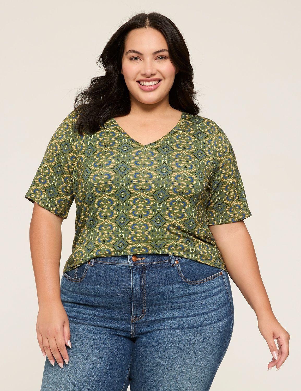 perfect sleeve v-neck curved-hem tee