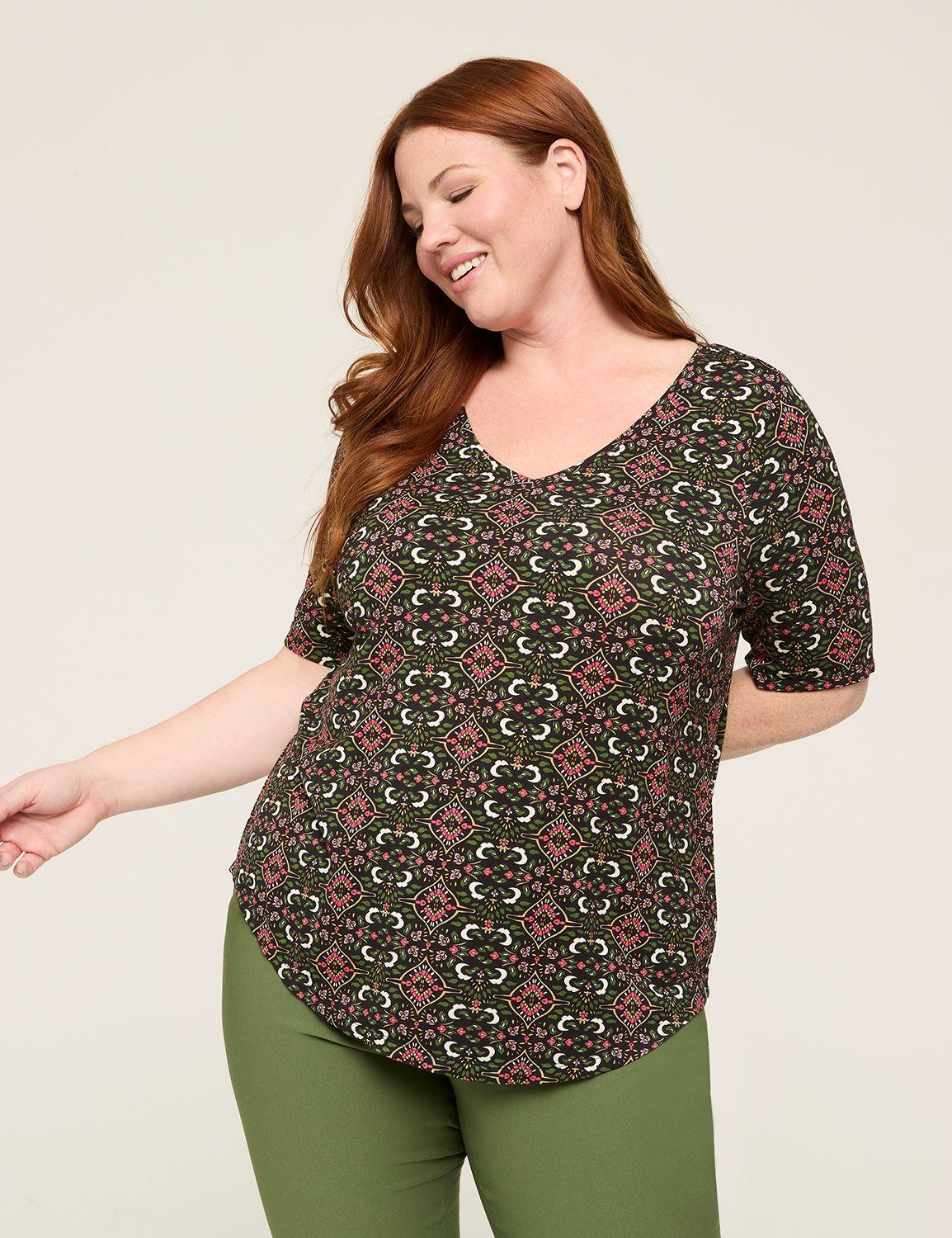 perfect sleeve v-neck curved-hem tee