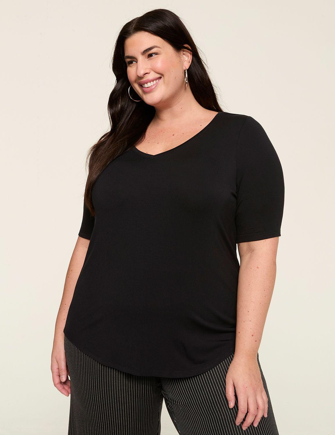 perfect sleeve v-neck curved-hem tee
