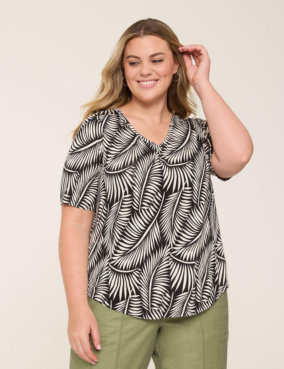 perfect sleeve v-neck curved-hem tee