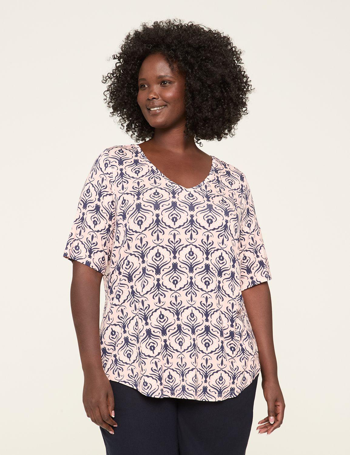 perfect sleeve v-neck curved-hem tee