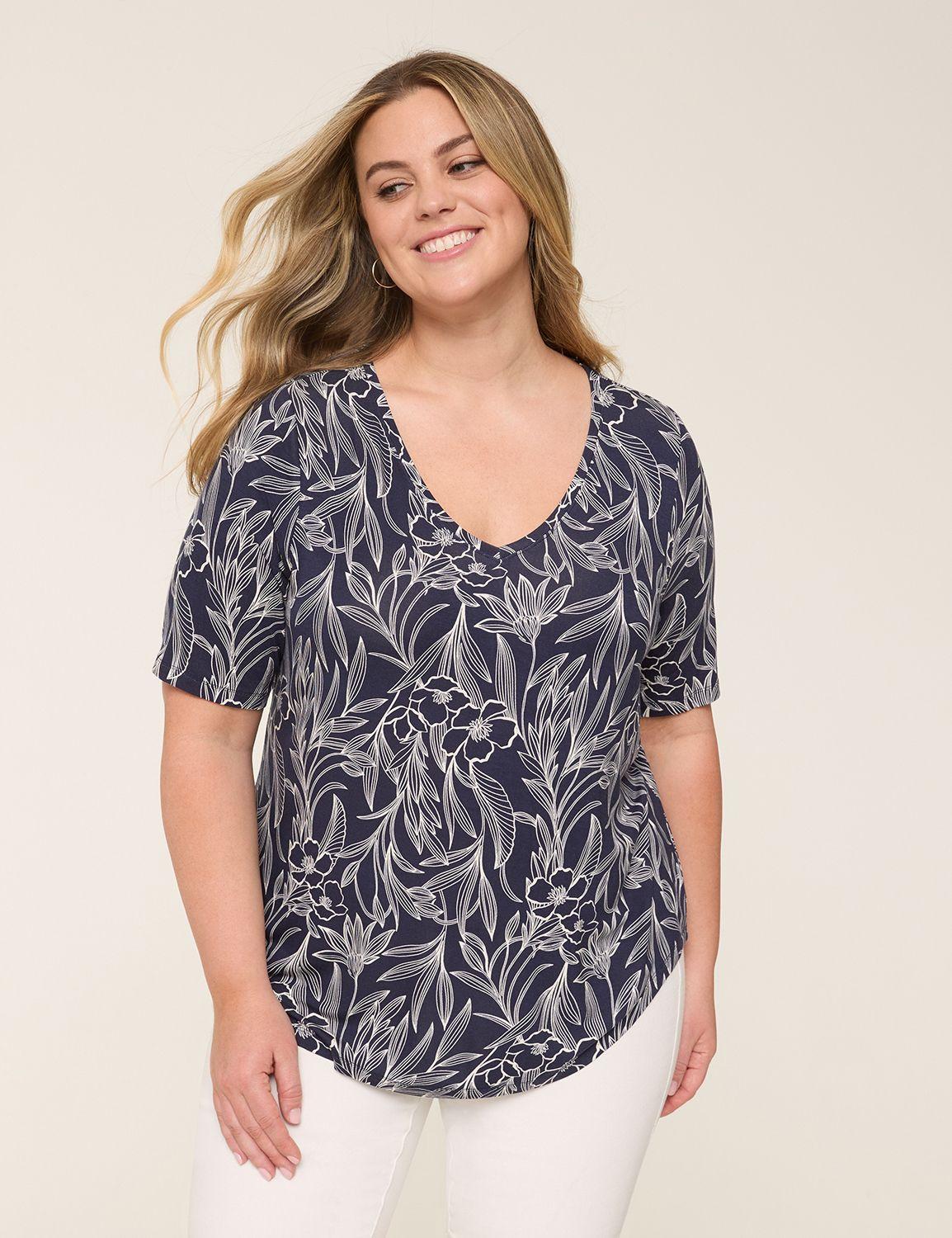 perfect sleeve v-neck curved-hem tee