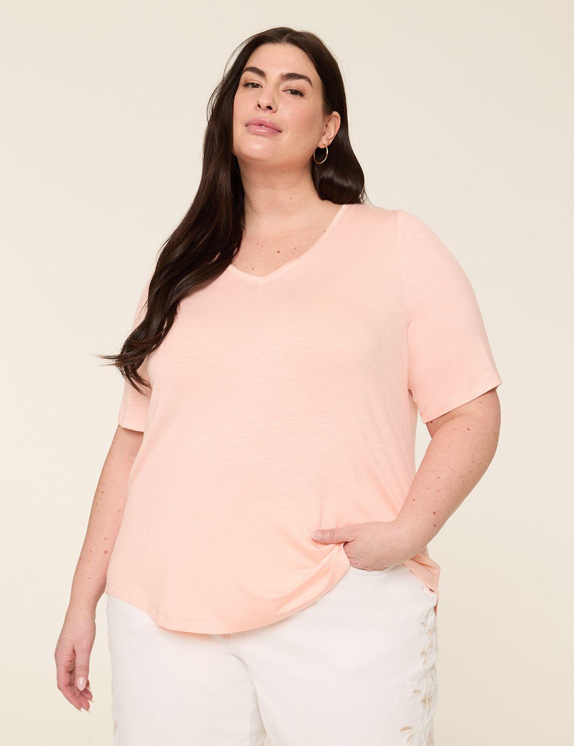 perfect sleeve v-neck curved-hem tee