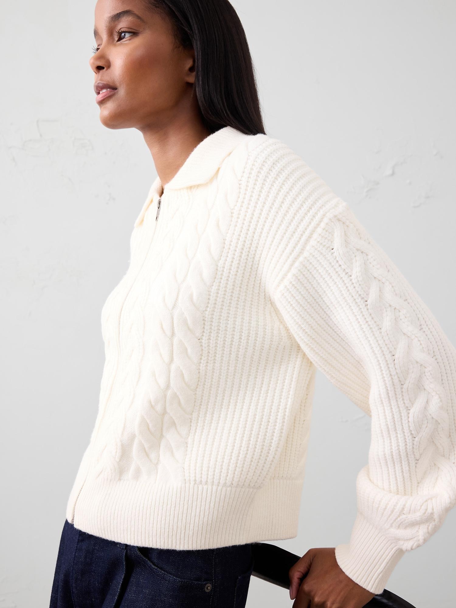perfectly soft cable sweater jacket