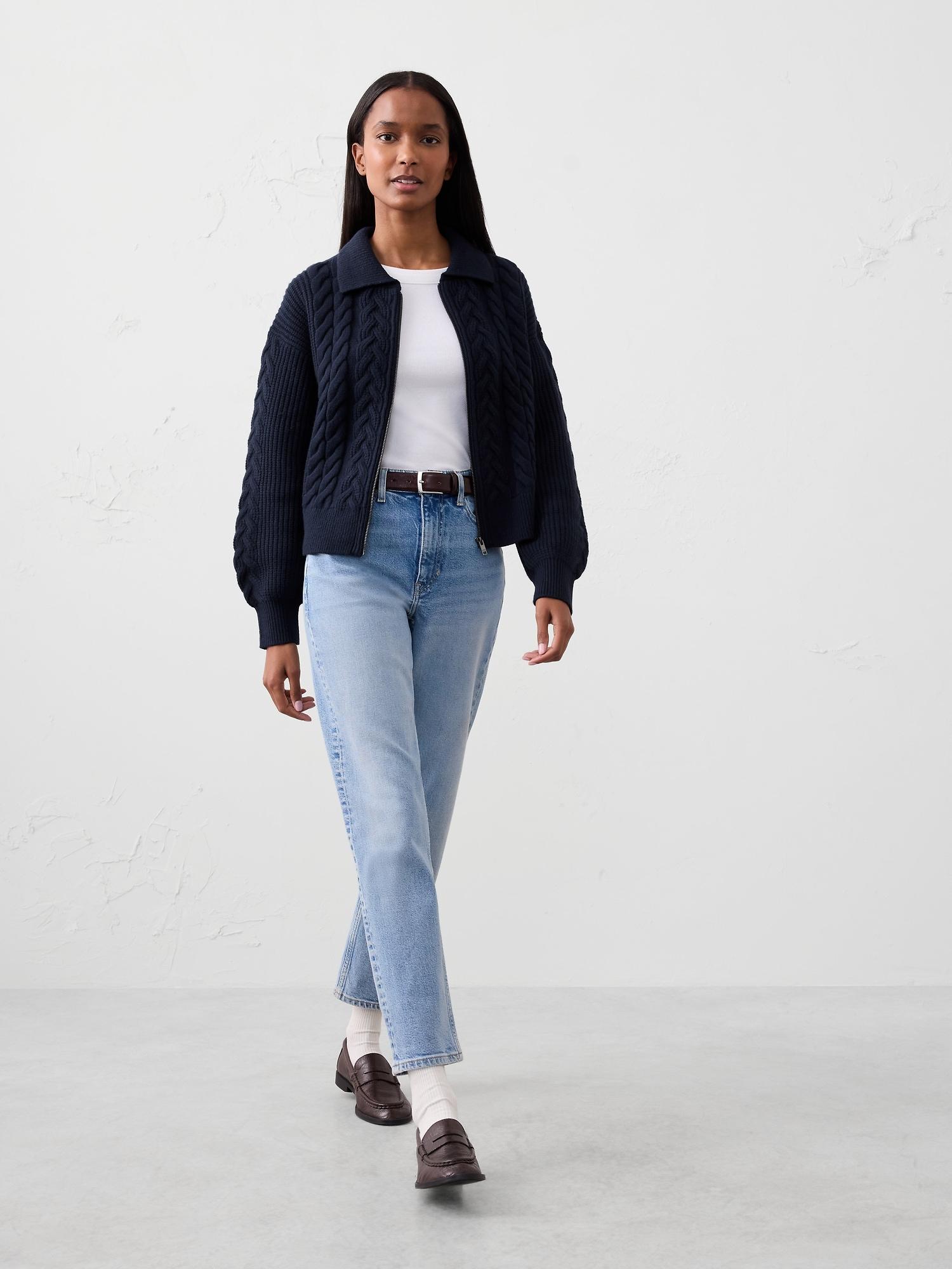 perfectly soft cable sweater jacket