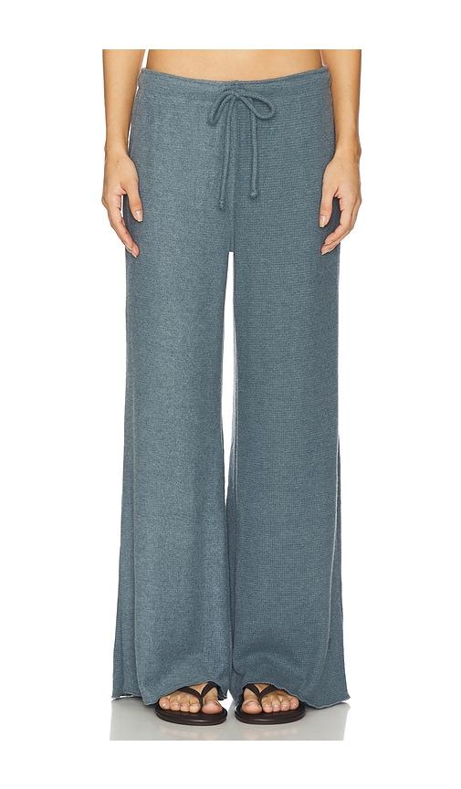 perfectwhitetee maddie waffle drawstring pant in slate.
