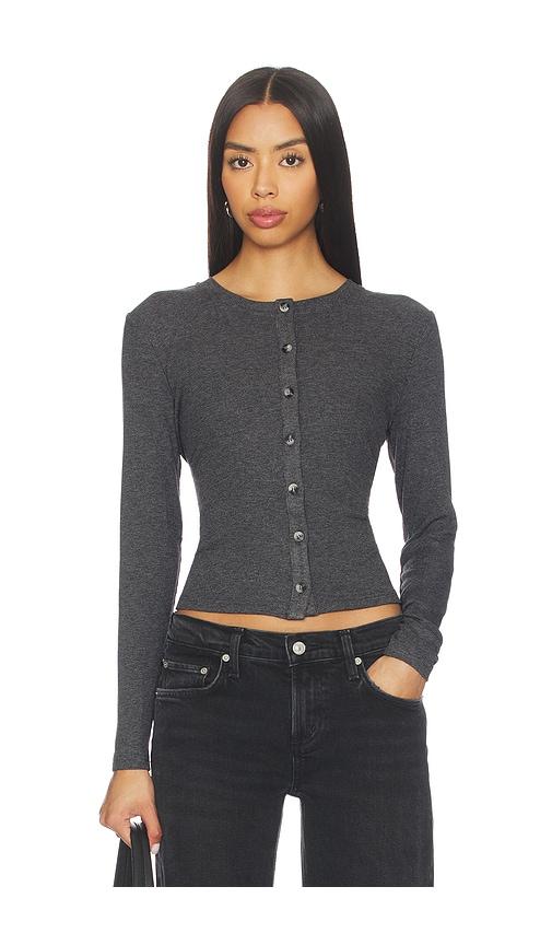 perfectwhitetee maureen cardigan in charcoal.