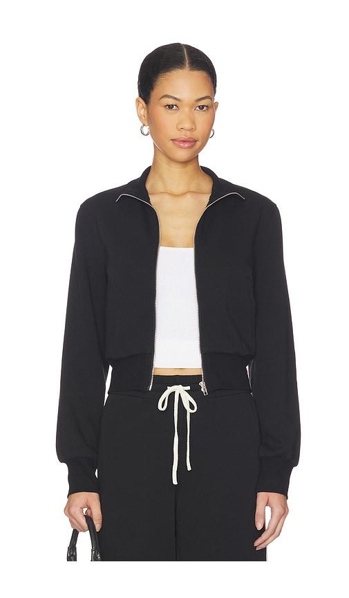 perfectwhitetee milana travel track jacket in black.