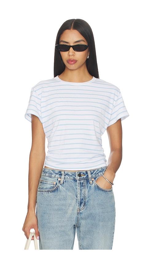 perfectwhitetee stripe boxy crewneck tee in baby blue.