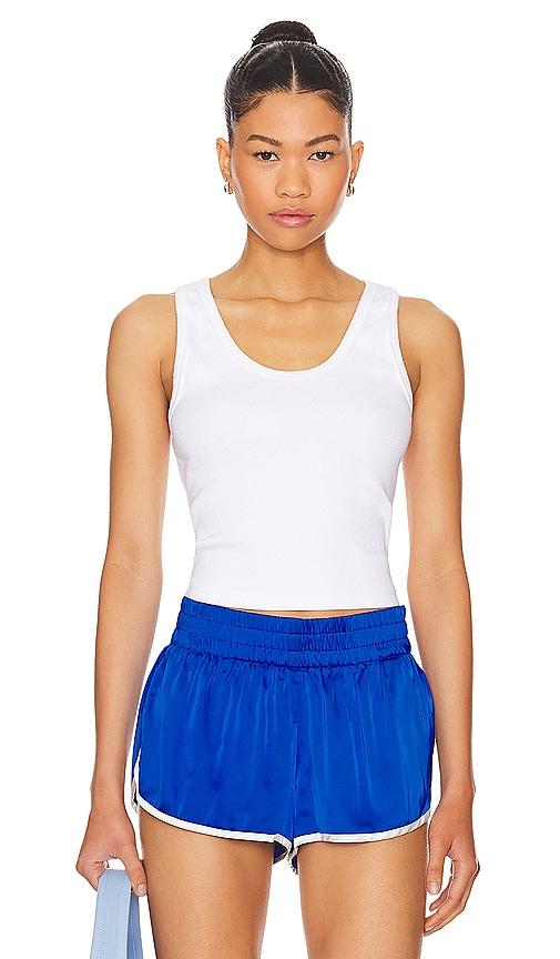 perfectwhitetee structured rib bra friendly tank in white.