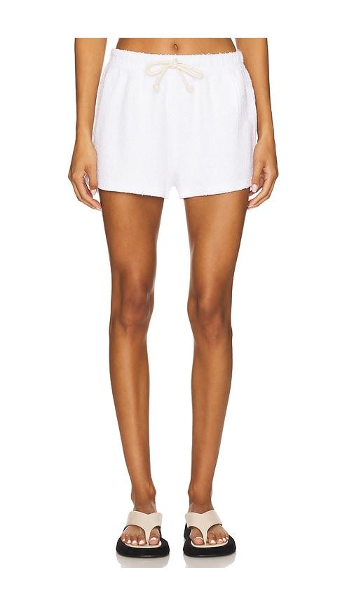 perfectwhitetee summer boucle shorts in white.