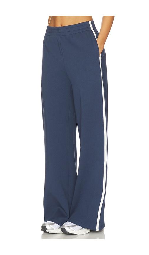 perfectwhitetee travel wide leg pants in navy.