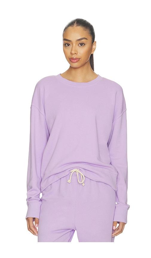 perfectwhitetee tyler french terry pullover sweatshirt in lavender.