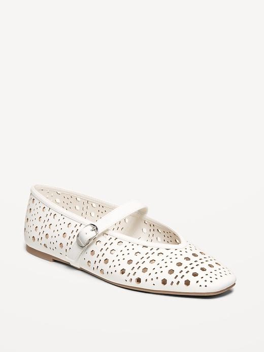 perforated mary jane ballet flats for women