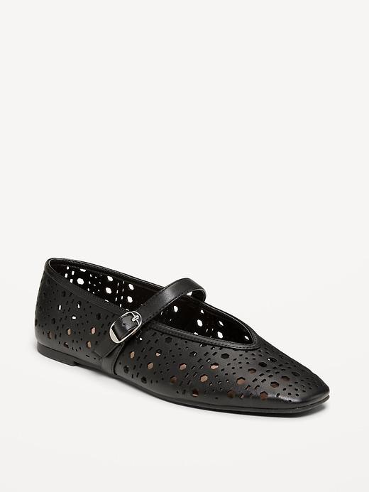 perforated mary jane ballet flats for women