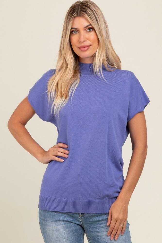 periwinkle mock neck knit top