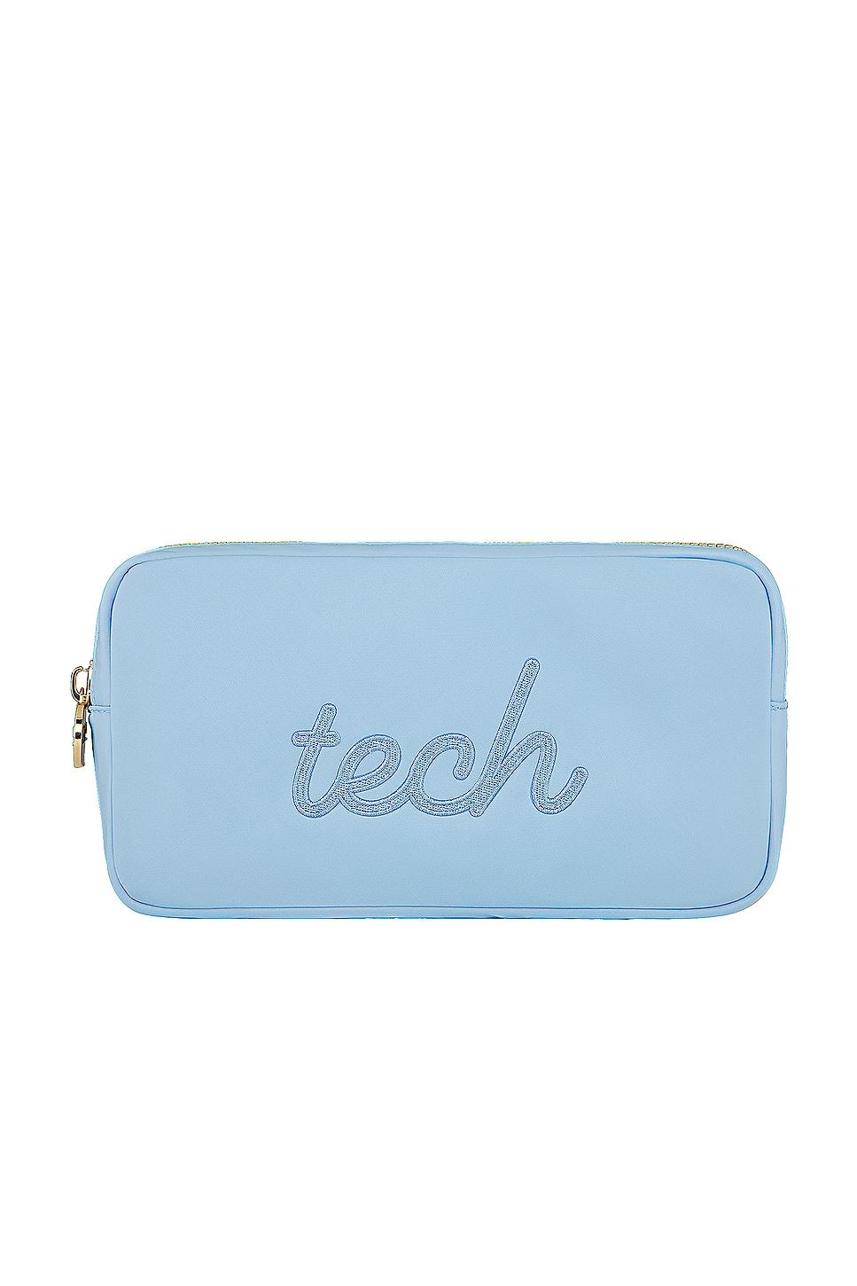 periwinkle tech embroidered small pouch