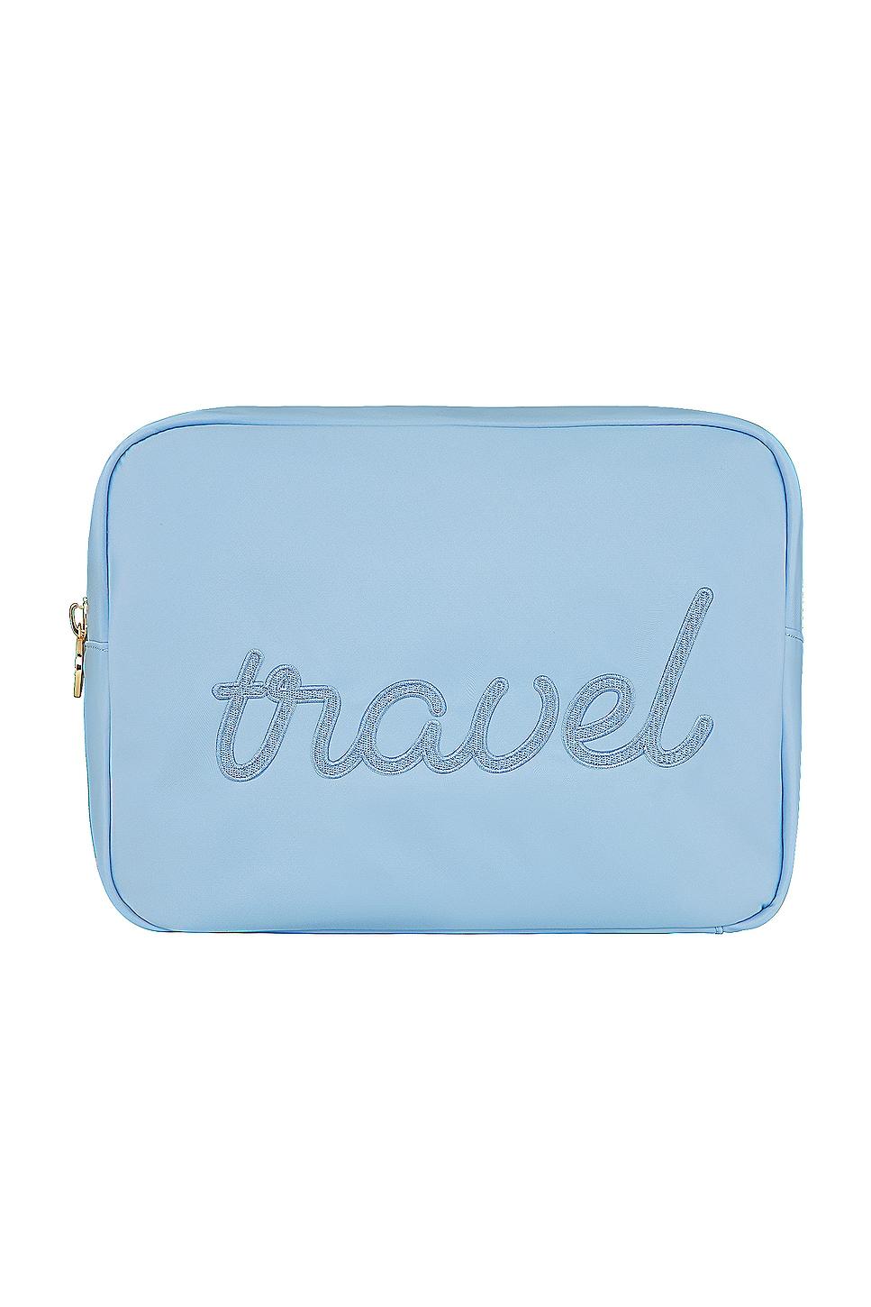 periwinkle travel embroidered large pouch