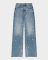 perla flower embroidered wide-leg jeans