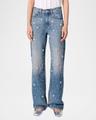 perla flower embroidered wide-leg jeans