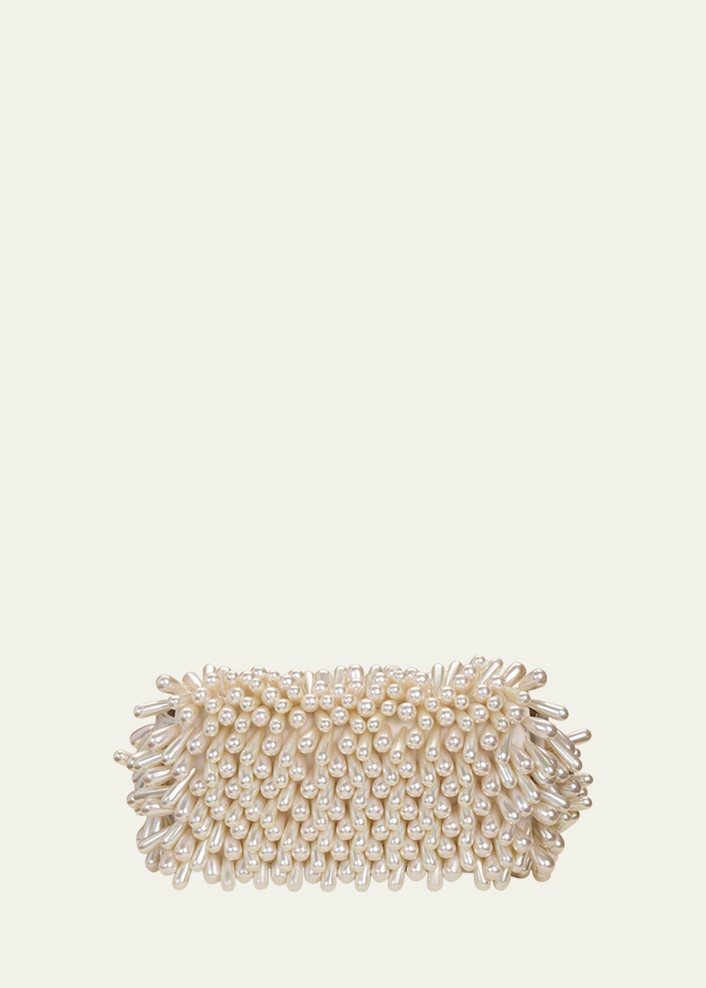perla pearly beaded shoulder bag
