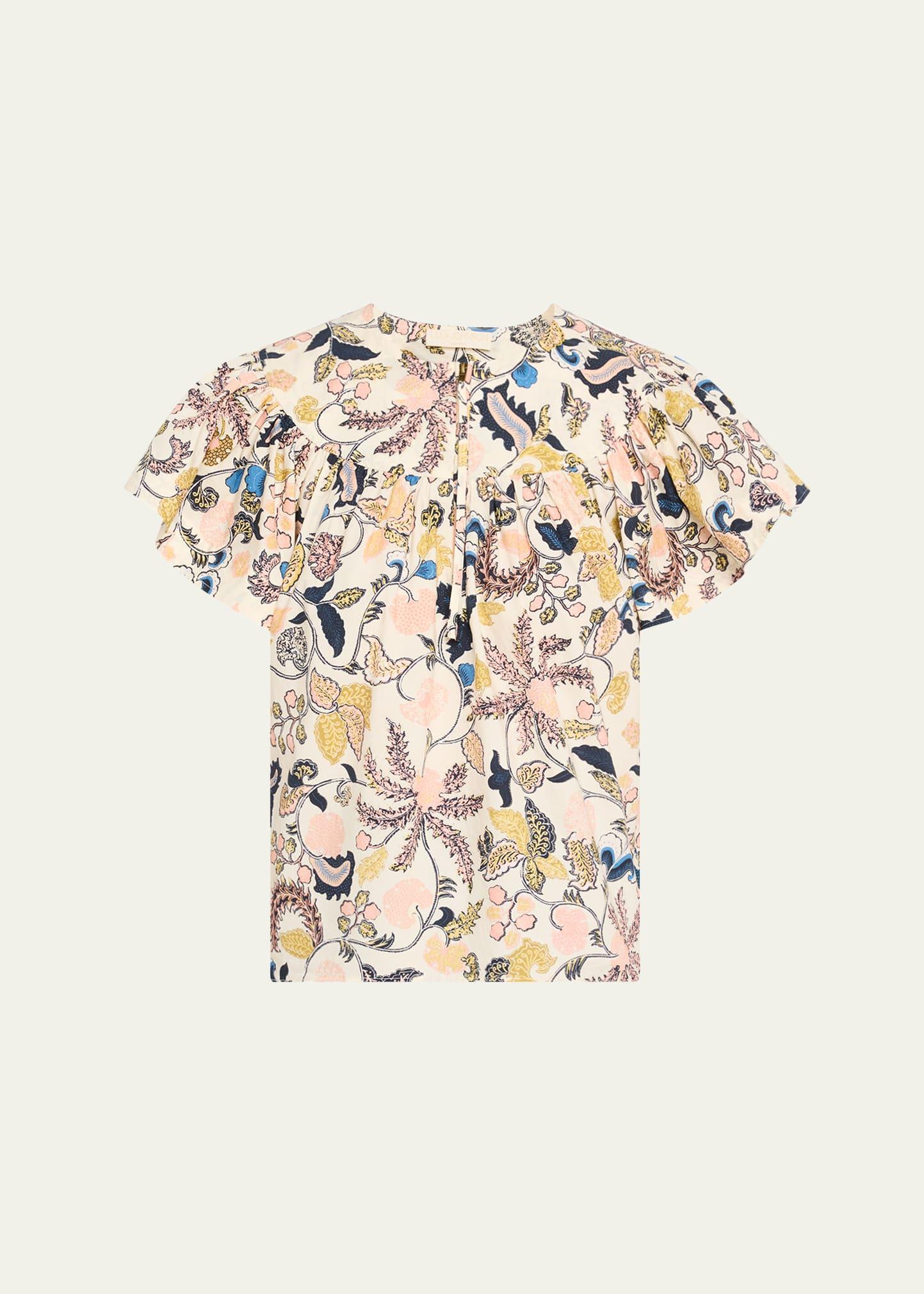 perline flutter-sleeve zip blouse