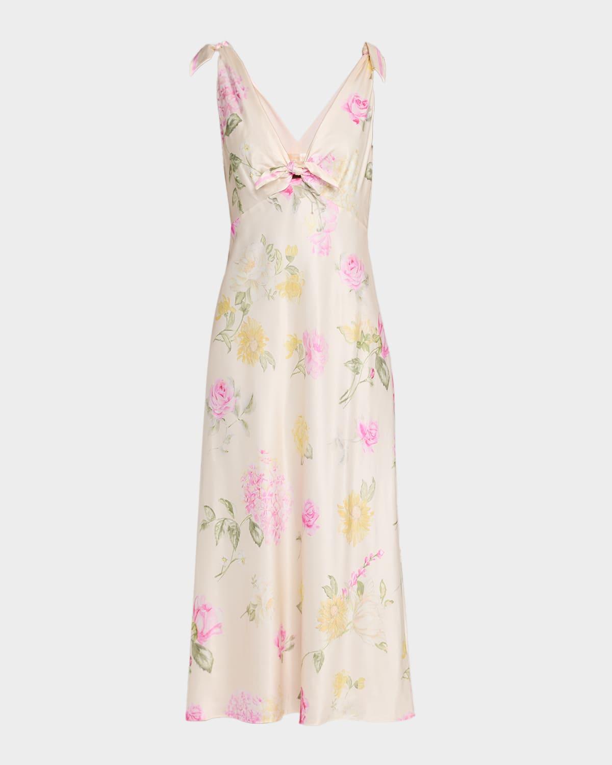 perri floral scarf-tie maxi dress