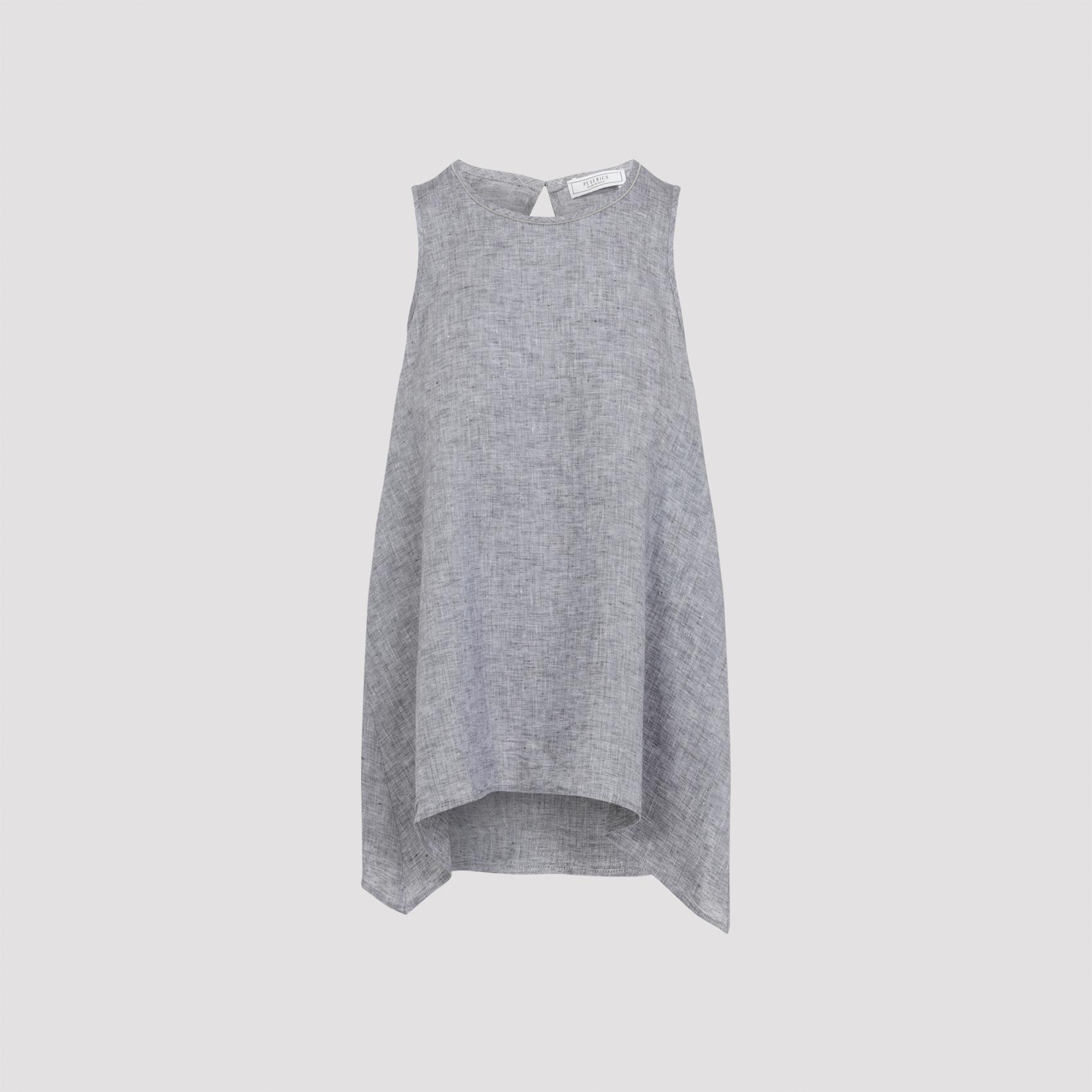 peserico asymmetric top blue linen - women