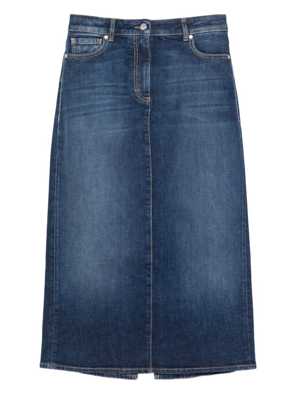 peserico blue a-line skirt