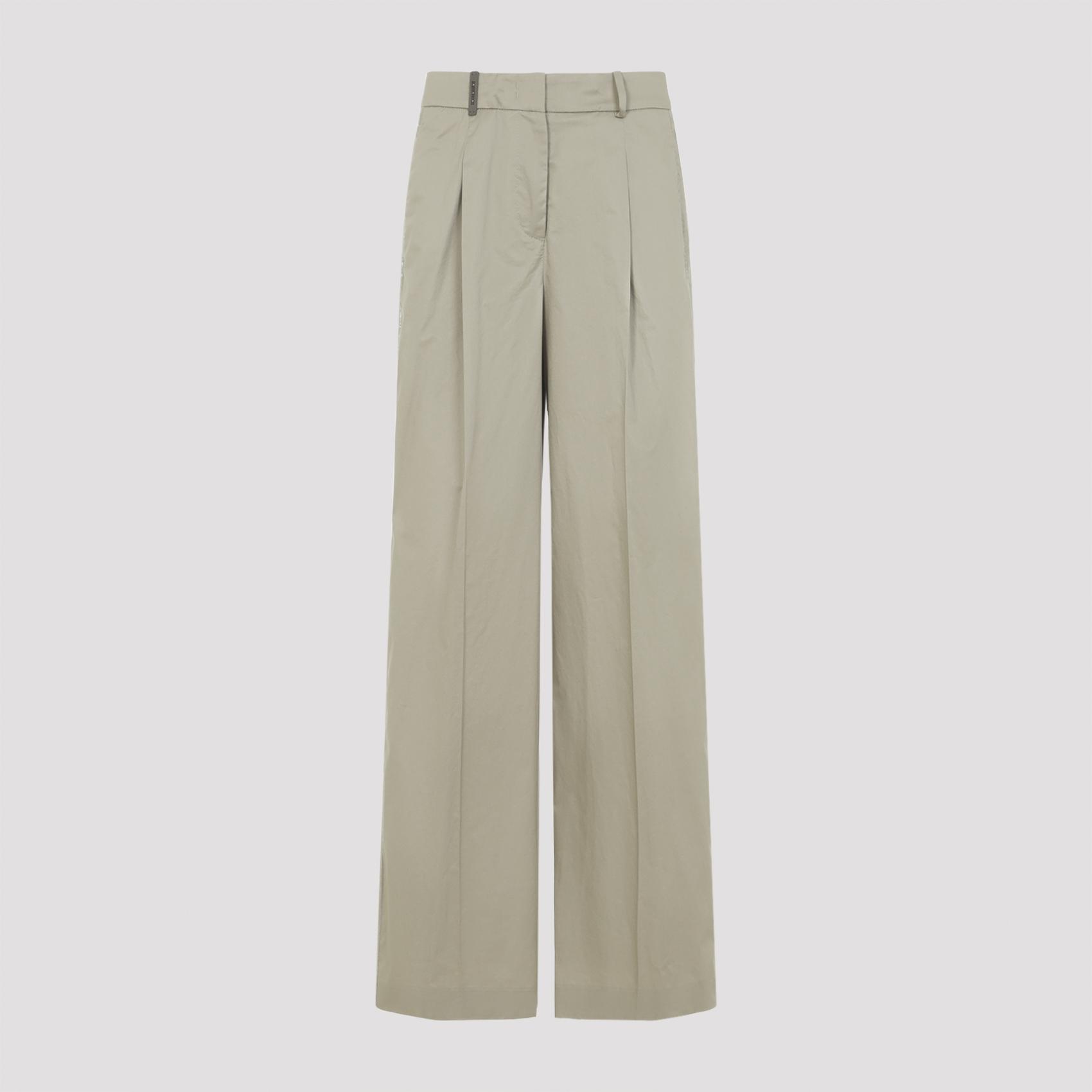 peserico cotton pants green elastane - women