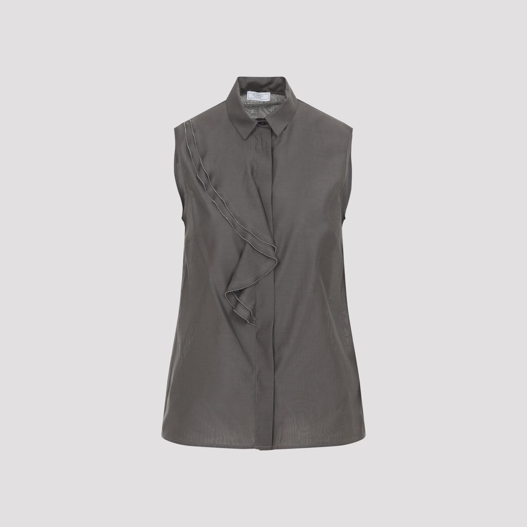 peserico cotton silk top brown - women