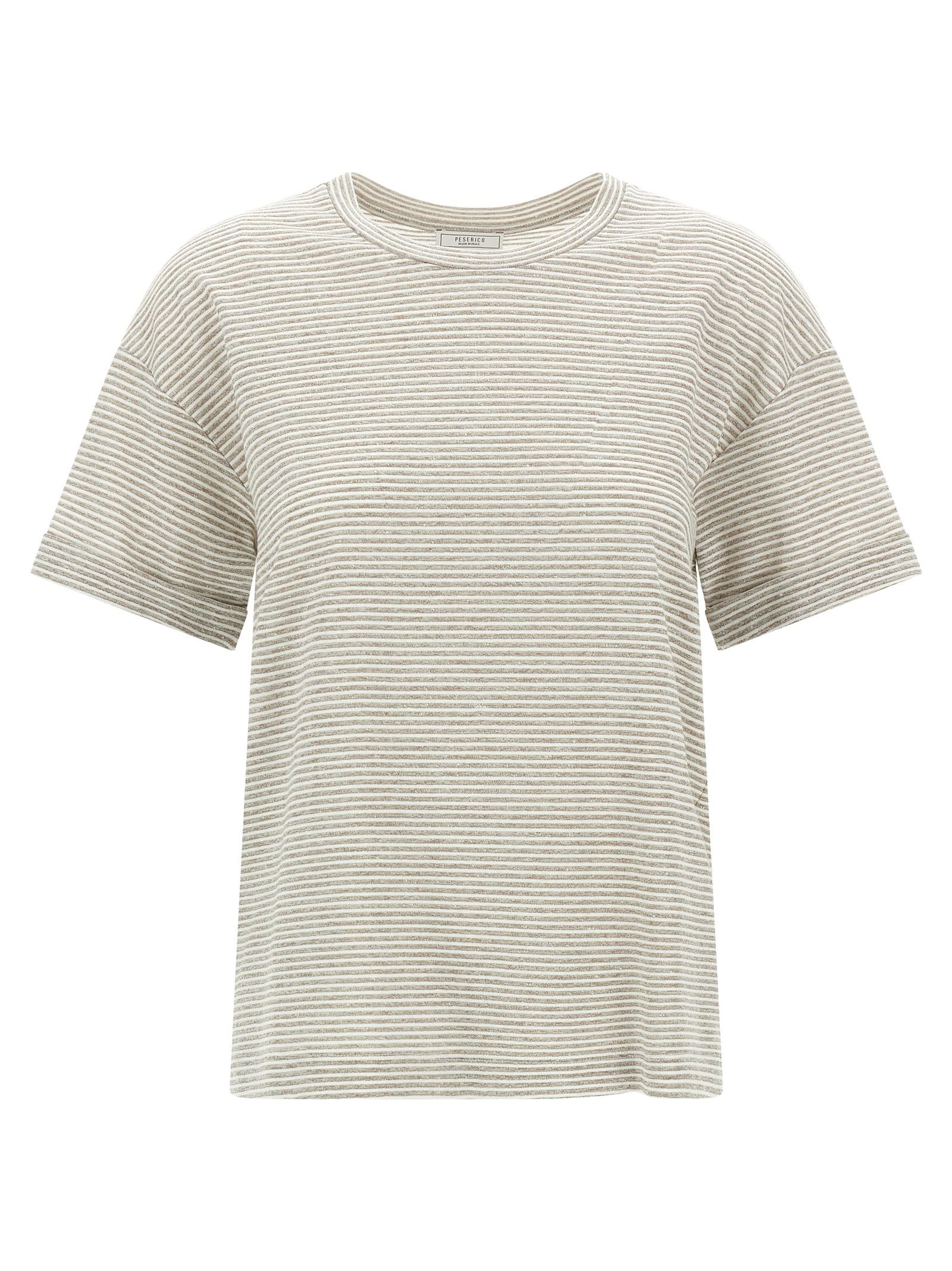 peserico lamé stripes t-shirt beige - women