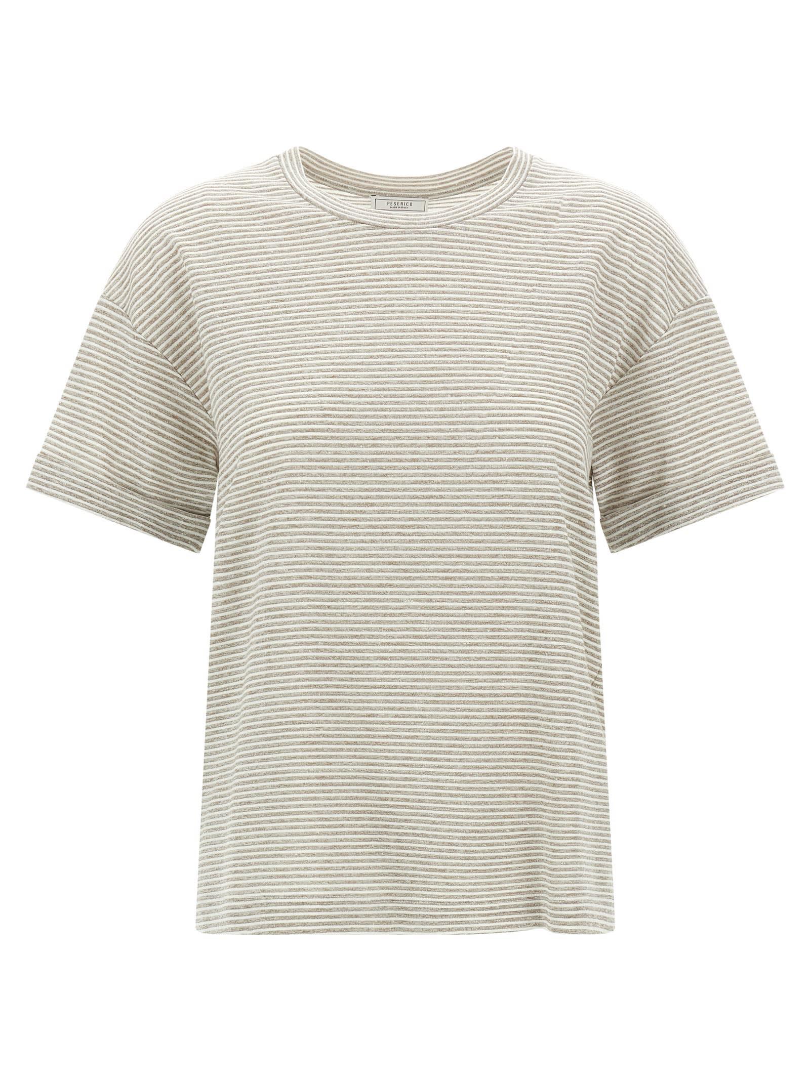 peserico lamé stripes t-shirt