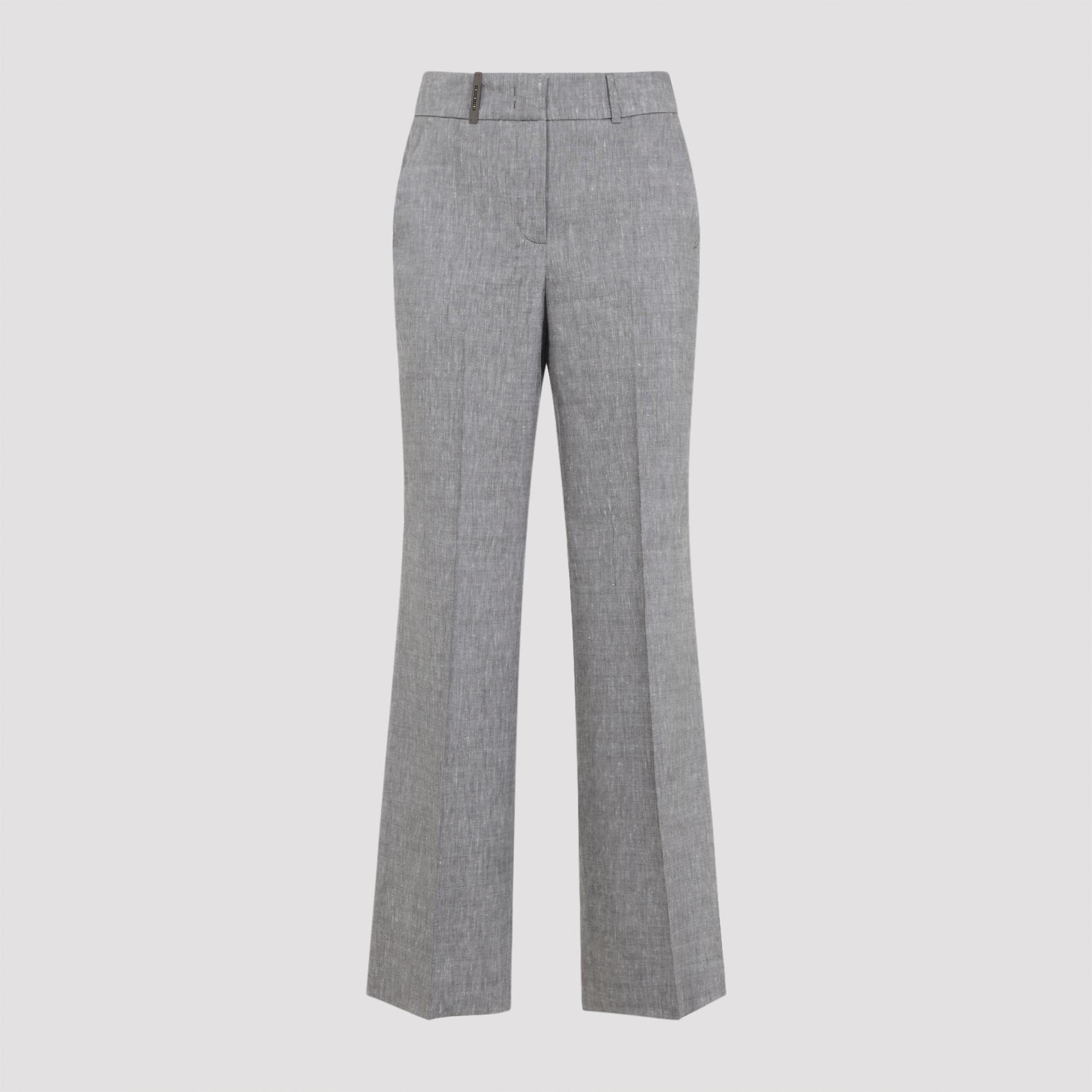 peserico linen and wool pants brown virgin - women