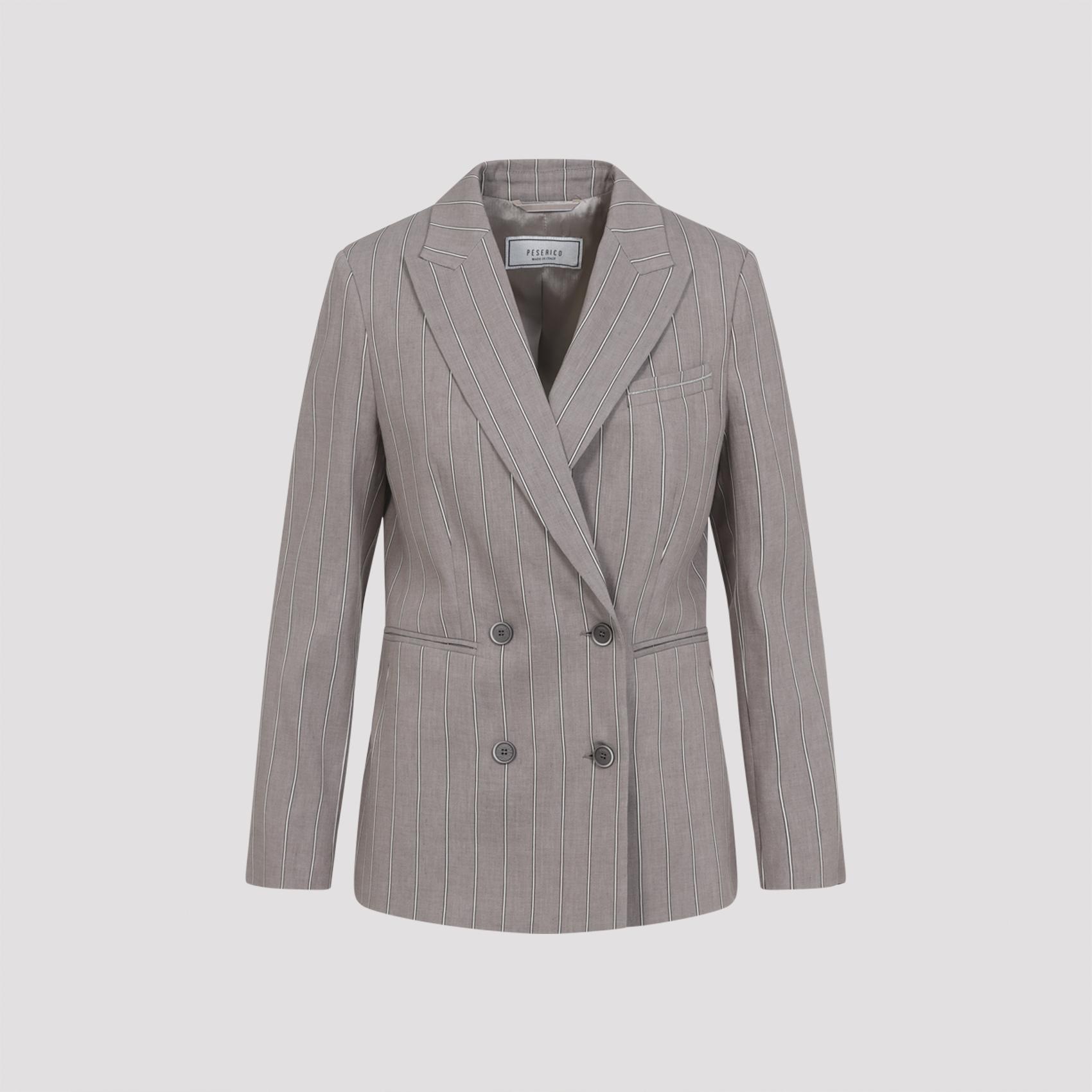 peserico linen jacket brown cotton - women