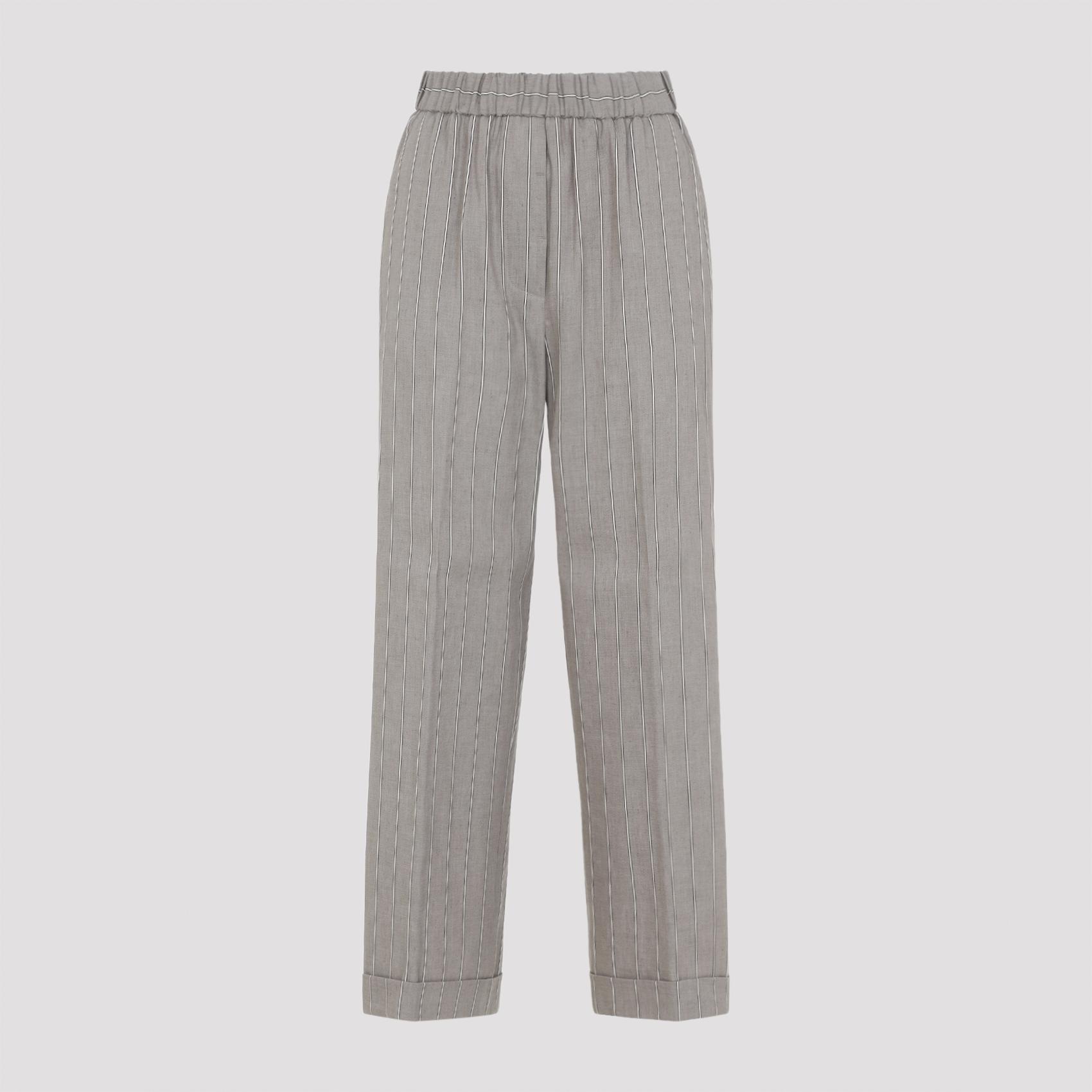 peserico linen pants brown cotton - women
